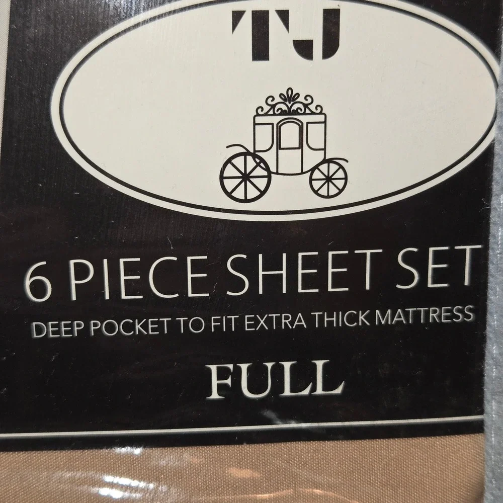 TJ 2000 Series Bamboo 6‎ Piece Sheet Set Full Brown Deep Pocket Wrinkle Free NEW